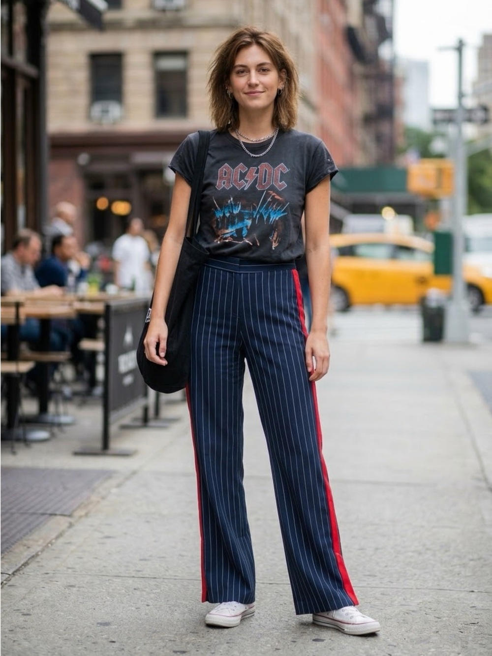 Urban Outfitters Pinstripes Trousers with Tuxedo Stripe NWT (H-1)